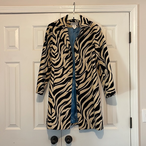 Vintage Sharon Young. heavy Zebra print & turquoise. 35" long . FITS LIKE SIZE 6 - Picture 1 of 11